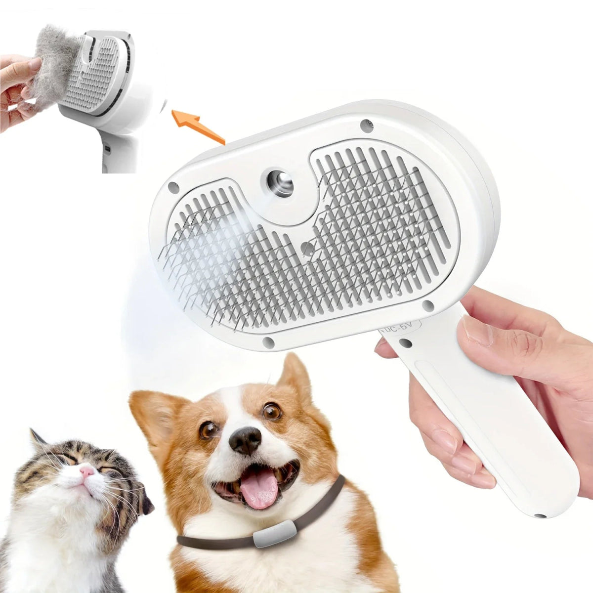 Peine de Aseo Mejorado para Perros y Gatos – Función de Vapor y Autolimpieza para mascotas - Wufiro