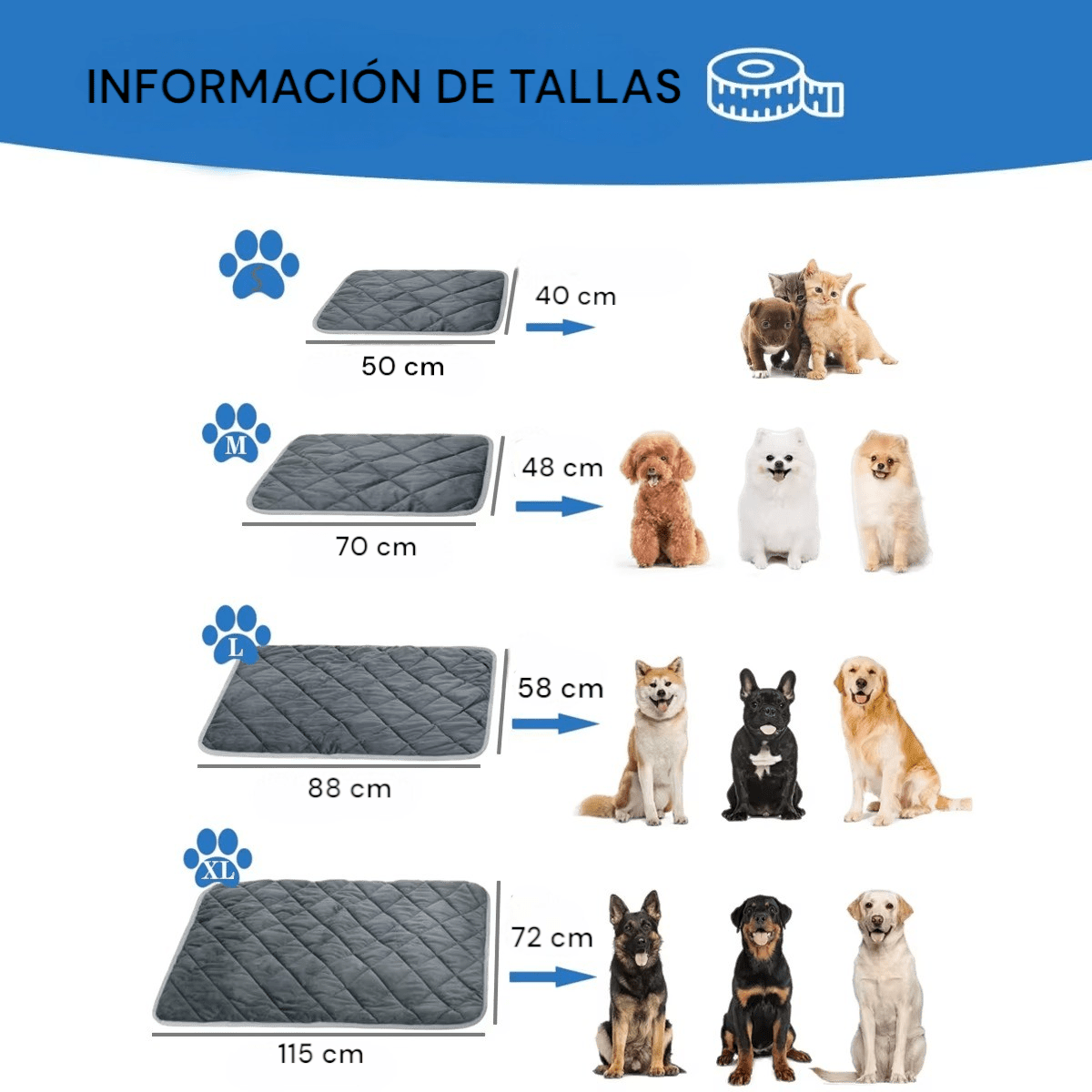 Alfombra Autocalentable para Mascotas - Antideslizante, Lavable y Suave para mascotas - Wufiro